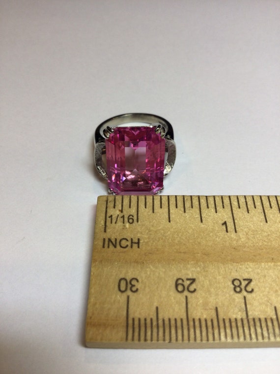 Pink Stone Statement Ring- Large Pink Stone In 10… - image 3