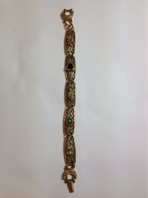 Vintage Costume Bracelet Signed Goldette NY, 7"