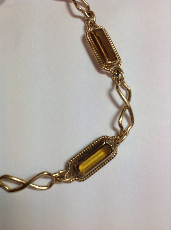 Vintage Art Deco Gold filled Yellow Citrine Color… - image 2