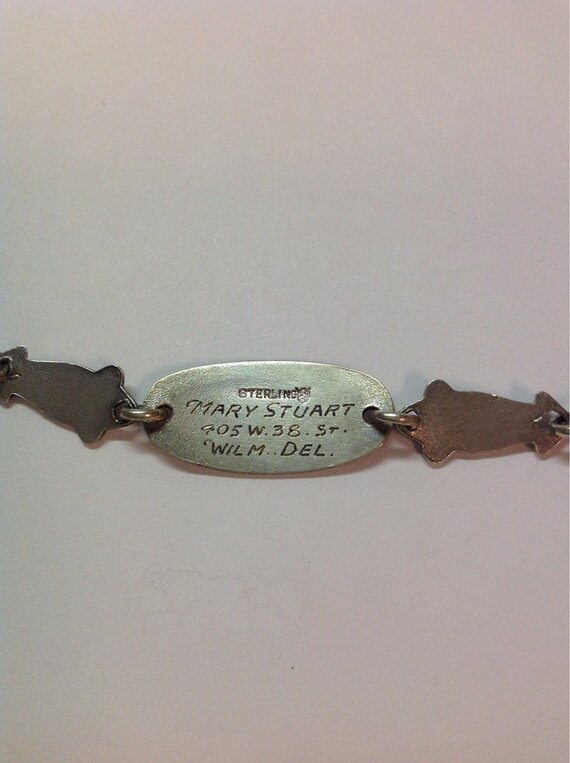 Sterling Silver Black Enameled Vintage Link Brace… - image 4