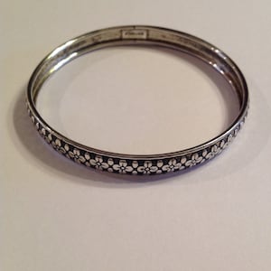Vintage Sterling Silver Floral Bangle Bracelet