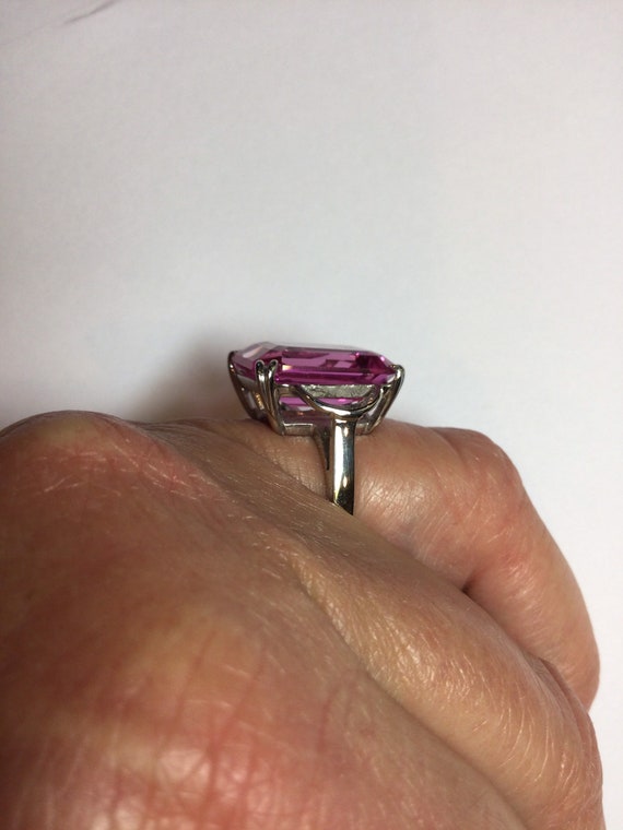 Pink Stone Statement Ring- Large Pink Stone In 10… - image 7