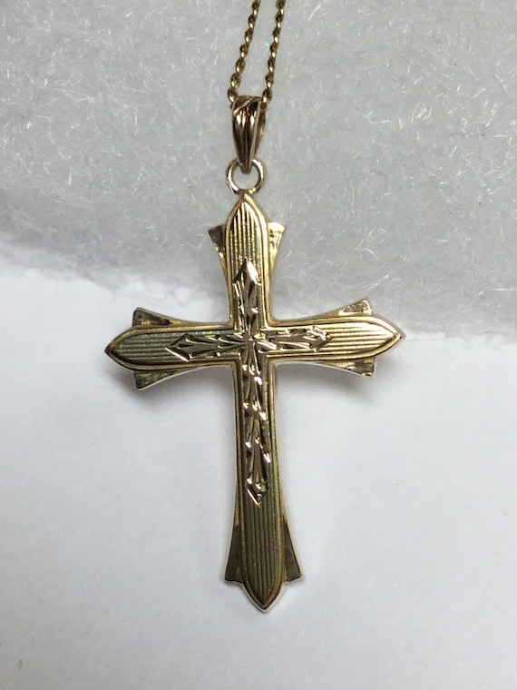 Vintage Cross Pendant-10k Yellow Gold Signed Esemc