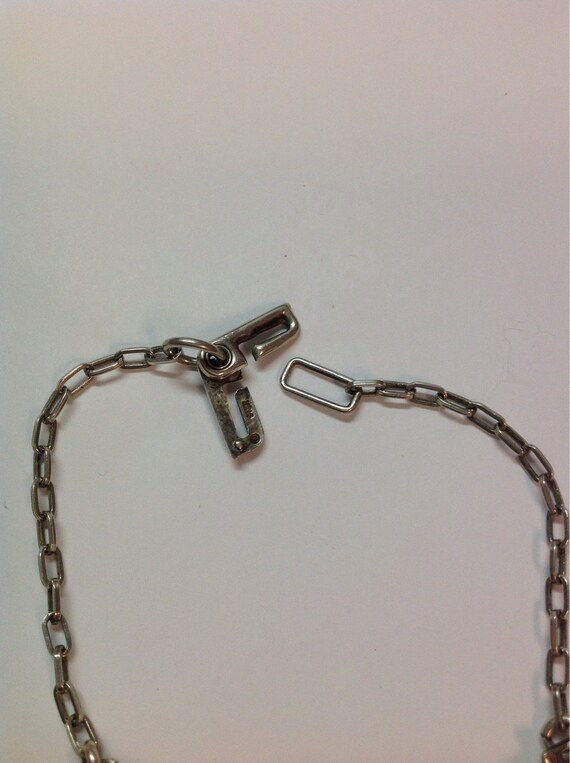 Sterling Silver Black Enameled Vintage Link Brace… - image 3