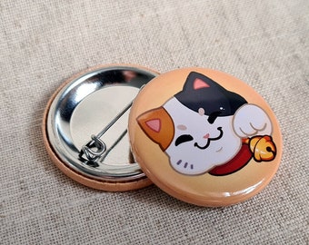 Lucky Cat Button Badge - 38mm Badge