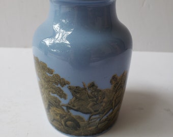 Garnek Vintage Blue Pratt Ware: Złota scena polowania na dzika