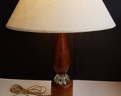 Turned Wood Lamp with Flower Look Glass Detail