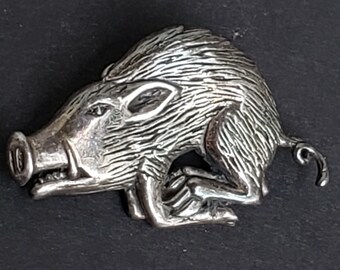 Sterling Wild Boar Brooch and or Clip Marked 925 SX Thailand