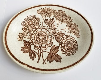 Oval Ironstone Serving Platter - by Wood and Sons of England  Brown and Cream Safari  Pattern