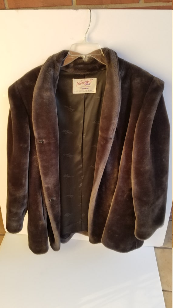 Vintage Faux Fur Coat or Jacket in Gray Color -  I