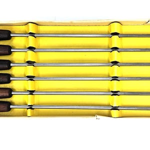Vintage 6 Piece Fondue Fork Set Stainless Steel with Teak Handles - Japan