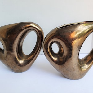 Vintage Haeger Bronze Glazed Abstract Vase