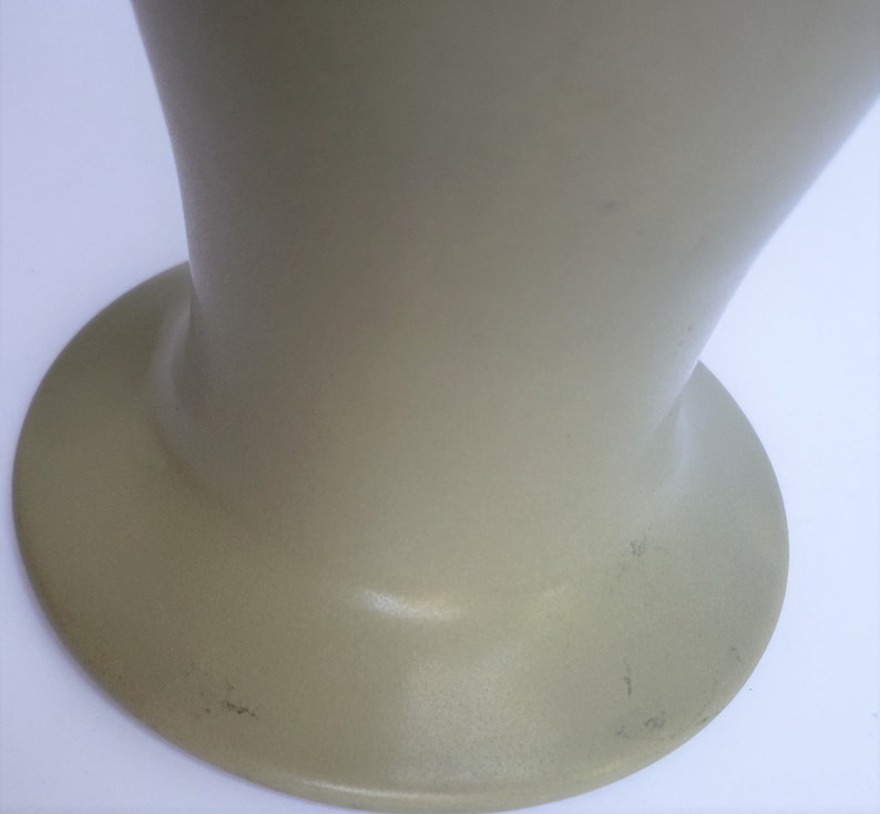 Slender Neck and Flared Rim Tall Slender Bulb Style Green Haeger Pottery Vase with Indented Banded Detail