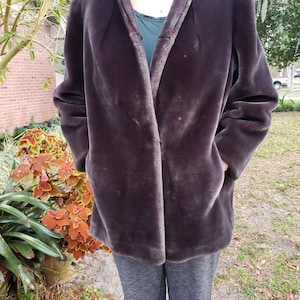 Vintage Faux Fur Coat or Jacket in Gray Color -  Intrigue Luxury Fabric by GLENOIT
