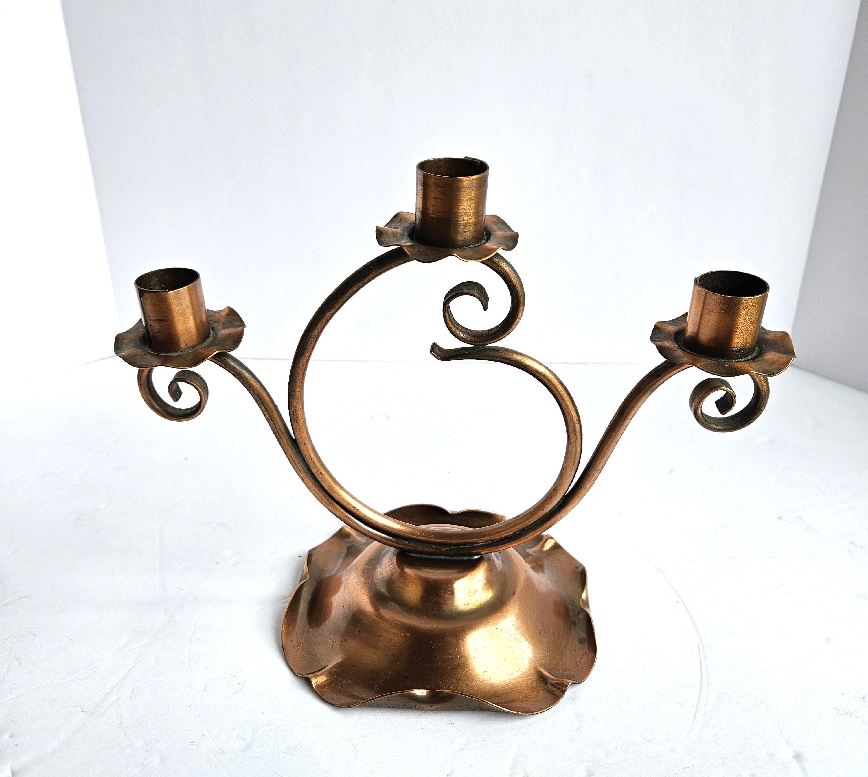 Gregorian Copper 3 Arm Candelabra or Candlestick Holder - Etsy