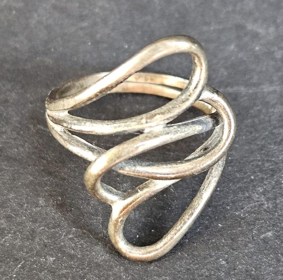 Interlocking Heart Sterling Silver Ring - image 1