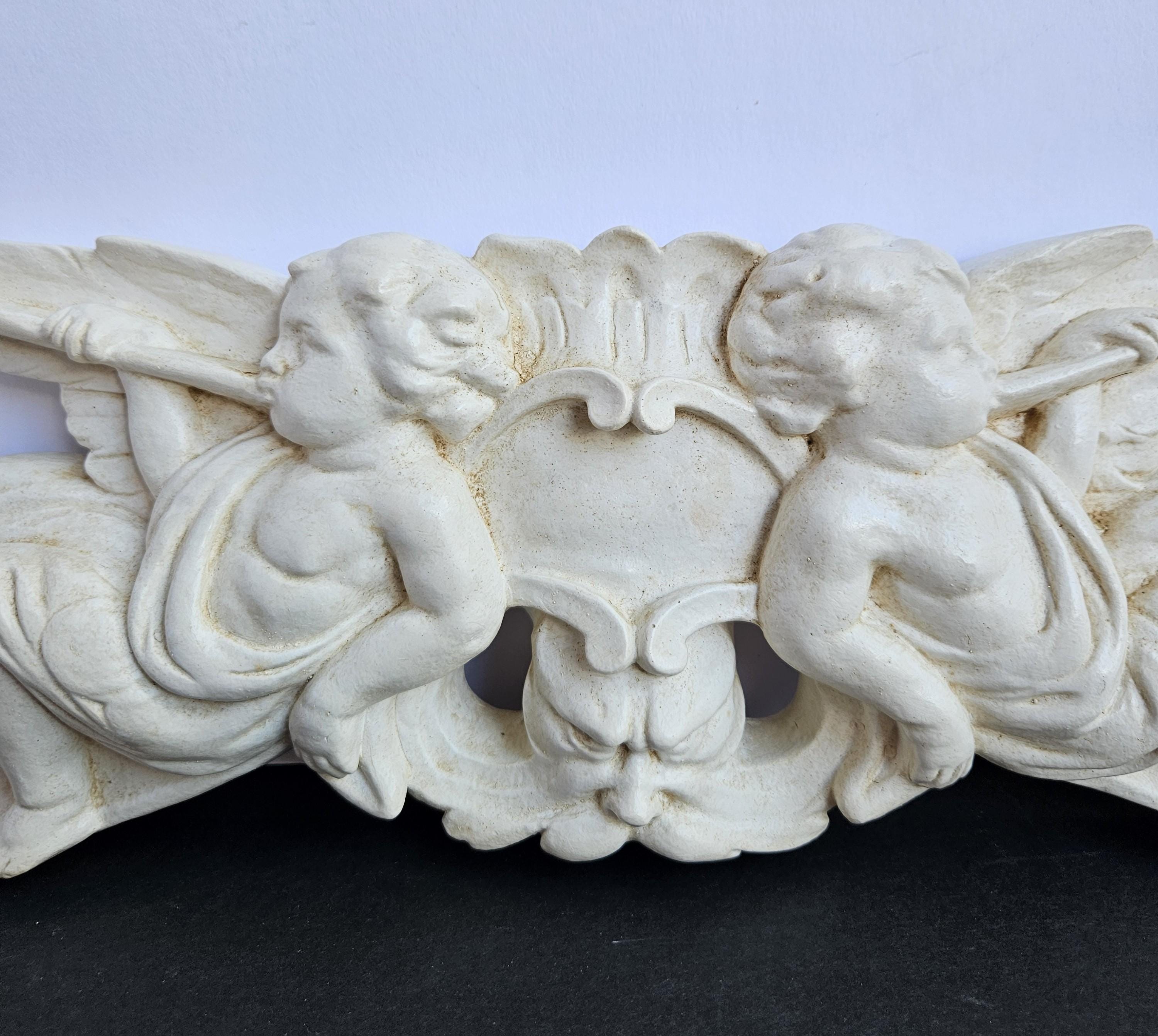 Trumpet Cherub Chalkware Wall Plaque: Fleur De Lis Decor - Etsy