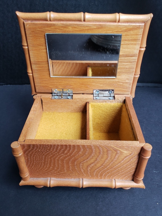 Wood Music Jewelry Box with Gold Felt Interior an… - image 1