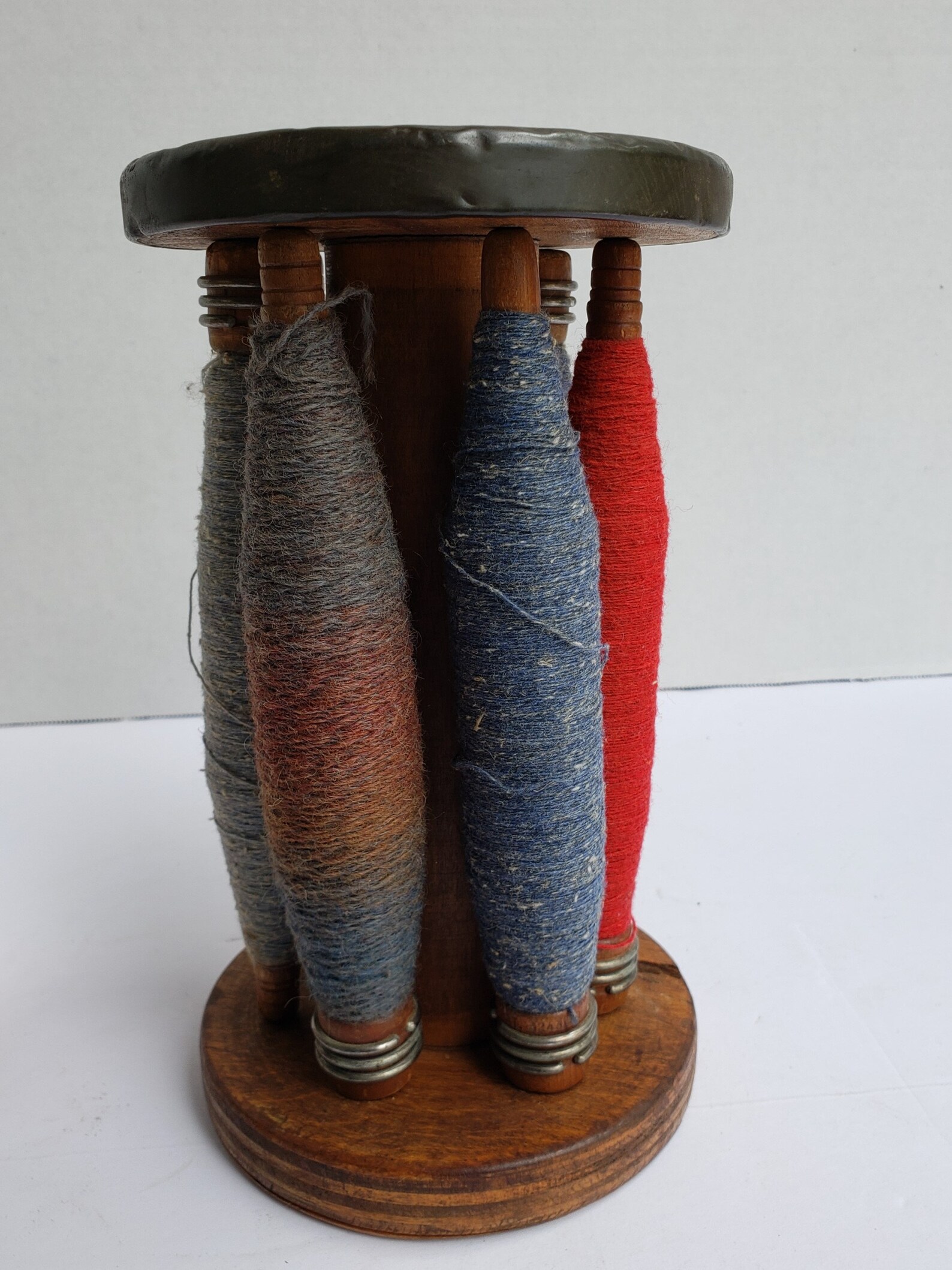 Wood Spool Holding 6 Threaded Yarn Spools and Velvet Pin Etsy