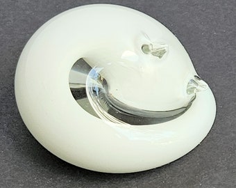 Stylized White and Clear Glass Cat Paperweight