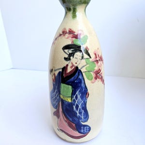 Vintage Ceramic Japanese Sake Bottle or Vase - Repaired Rim as Shown