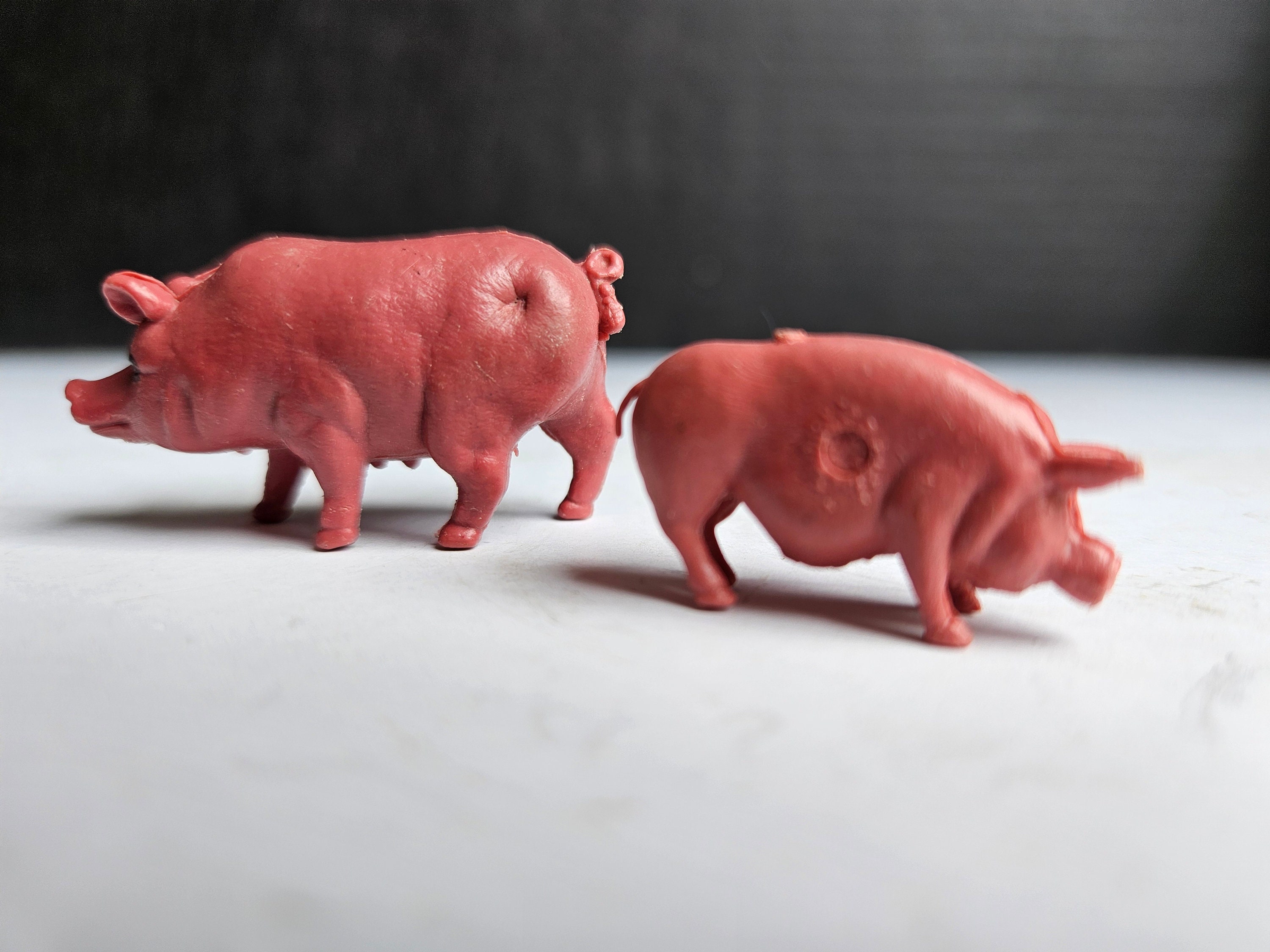 ミニチュアプラスチックおもちゃの豚のペア - メス 1 匹