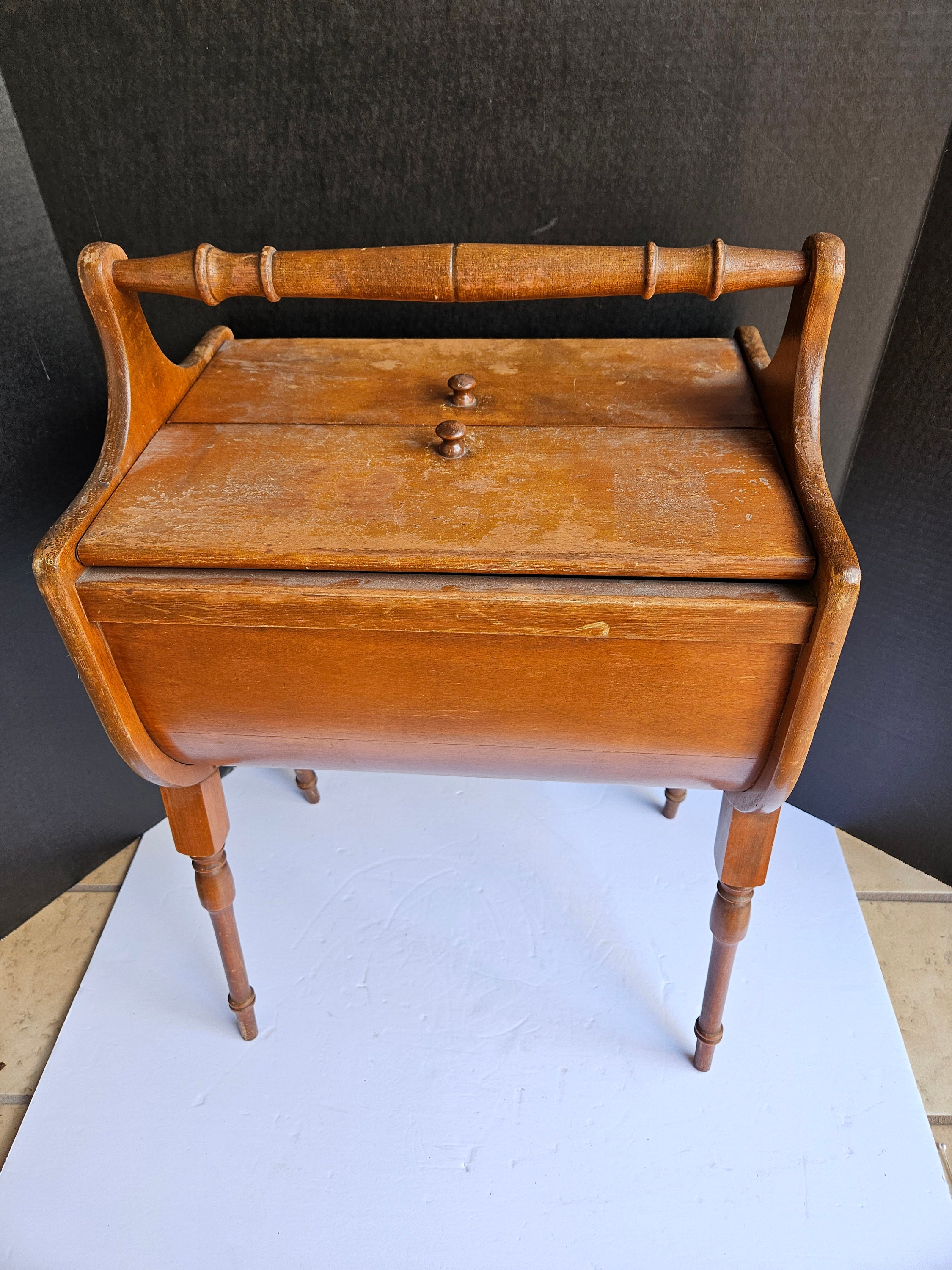 Funky Vintage Sewing Basket, Mid-Century Design For Sale at 1stDibs  sewing  basket with legs, sewing basket vintage, antique sewing basket with legs