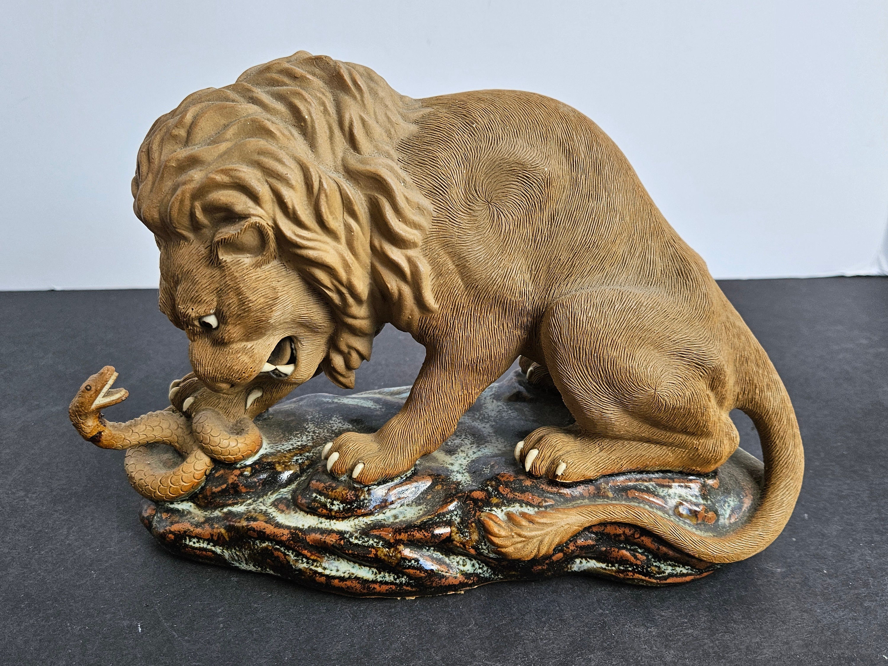 ヴィンテージ　メキシコ　陶器　置物　ライオン ヴィンテージメキシコ陶器置物ライオン