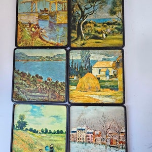 Art Print Square Coasters with Cork Backing - Set of Six