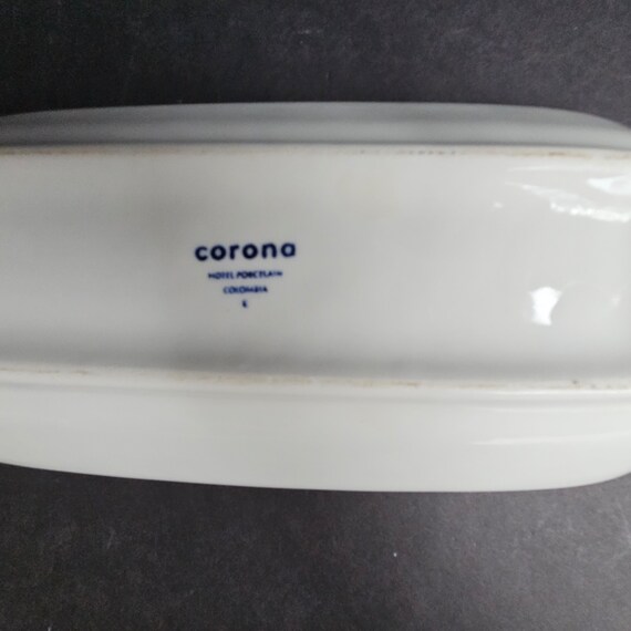 Corona Hotel porselein Columbia wit met veelkleurige broodschaal met  bandranden - Etsy België