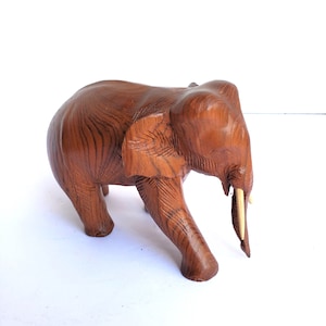 Wood Carved Elephant Figure - Nicely Grained Wood