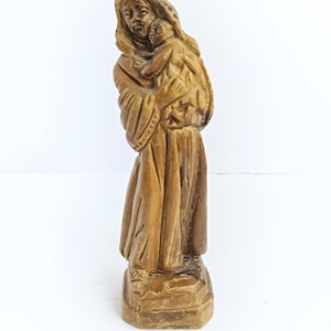 Mary and Baby Jesus, Madonna and Child Wood Carved Figurine