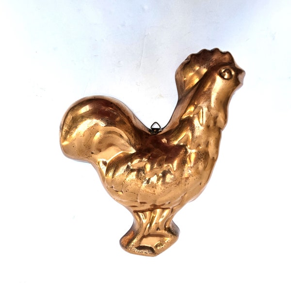 Vintage Decorative Rooster Copper Mold with Ring for Hanging