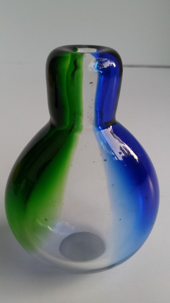 Art Glass Cobalt Blue Clear and Emerald Green Petite Vase il 570xN frbk