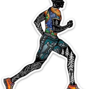 Runner Guy 4" Weatherproof and durable, Outdoor sticker, Running, Trail running, Wanderlust, Galaxy, Moon sticker