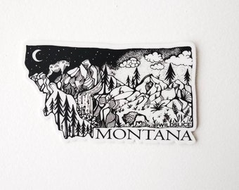 Montana State  4" Weatherproof and durable, Outdoor sticker, Travel sticker, Wanderlust, Mountains, bison, mountain goat Stickers