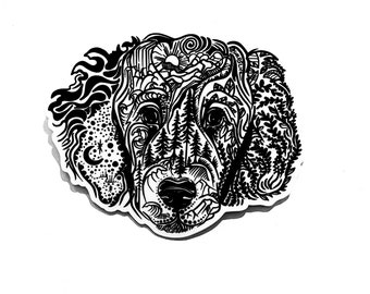 Curly coat dog, Poodle sticker Wild Slice vinyl decal, dog sticker, dog lover gift