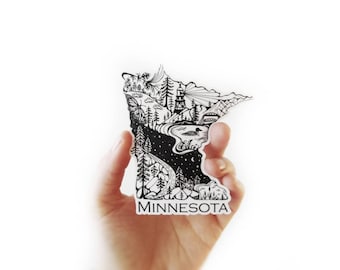 Minnesota State  4&quot; Weatherproof and durable, Outdoor sticker, Travel sticker, Wanderlust, Mountains,  Stickers