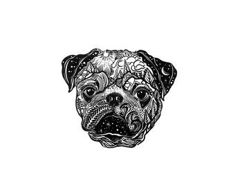 Pug Dog Vinyl Sticker, Wild Slice, Weatherproof Decal