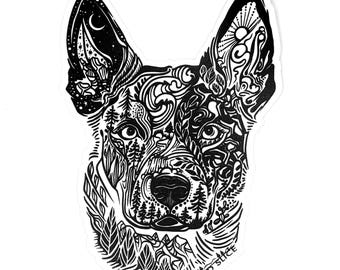 Australian Cattle or Blue Heeler Dog sticker, Wild Slice, vinyl decal, dog sticker, dog lover gift