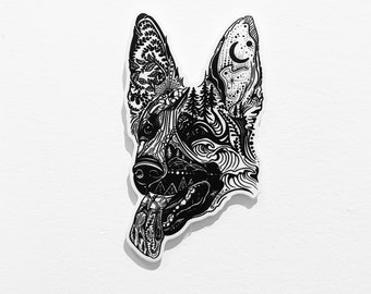 German Shepherd Vinyl Sticker, GSD Dog Decal, Wild Slice
