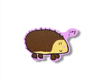 Sticker hérisson mignon bancal | Autocollant animalier | Art hérisson
