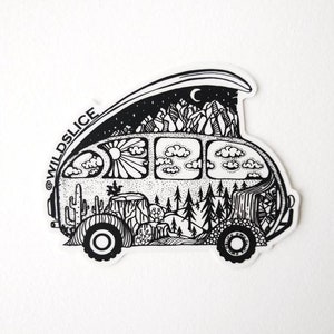 Adventure Van sticker, camper bus, Vanlife, camping, decals, bumper sticker, vinyl
