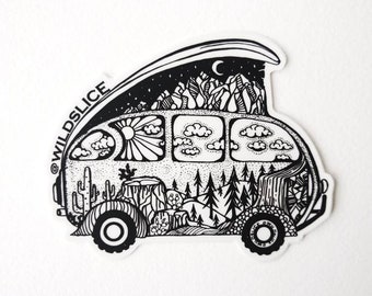 Adventure Van sticker, camper bus, Vanlife, camping, decals, bumper sticker, vinyl