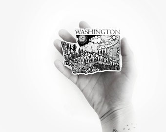 Washington State  4" Weatherproof and durable, Outdoor sticker, Travel sticker, Wanderlust, Mountains,  Stickers