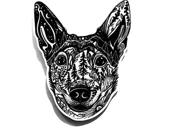 Australian Cattle or Blue Heeler Dog sticker, Wild Slice, vinyl decal, dog sticker, dog lover gift