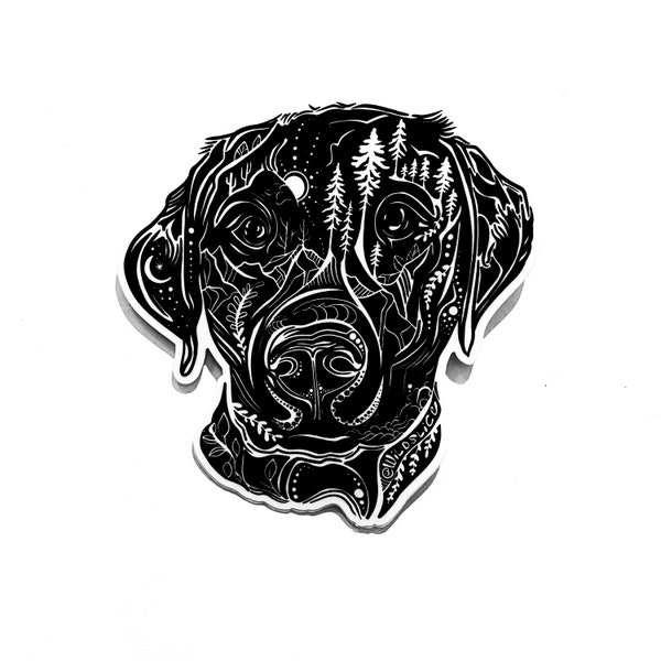 Labrador Retriever, black lab, yellow lab sticker, Wild Slice, vinyl decal, dog sticker, dog lover gift