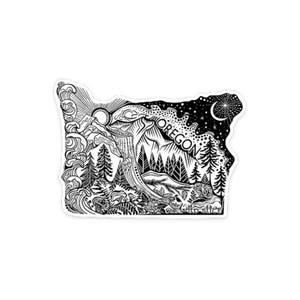 Oregon State  4" Weatherproof and durable, Outdoor sticker, Travel sticker, Wanderlust, Mountains, Moon , Trees and stars sticker
