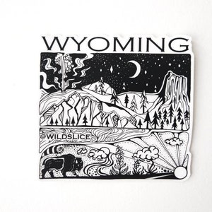 Wyoming State  4" Weatherproof and durable, Outdoor sticker, Travel sticker, Wanderlust, Mountains, Stickers, bumper stickers