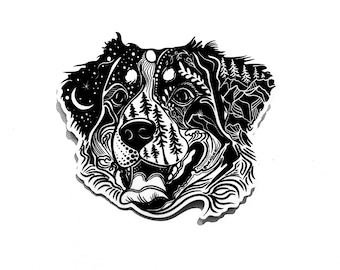 Bernese Mountain Dog Sticker, Great Pyrenees, Wild Slice Vinyl Decal